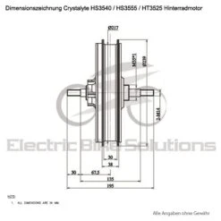 Crystalyte Hinterradmotor 1000W (Higo L1019 Hochleistungsstecker) 12 Crystalyte Hinterradmotor 1000W (Higo L1019 Hochleistungsstecker) -RadMeister Verkaufe Dimensionszeichnung Crystalyte HS3540 HS3555 HT3525 1280x1280 1